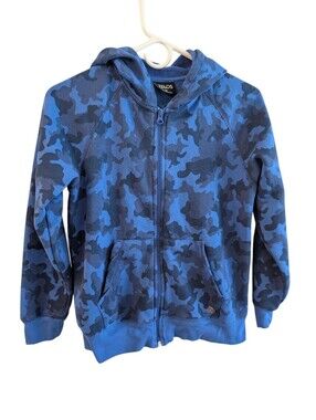 ZELOS Boys' Blue Camo Full-Zip Hoodie
